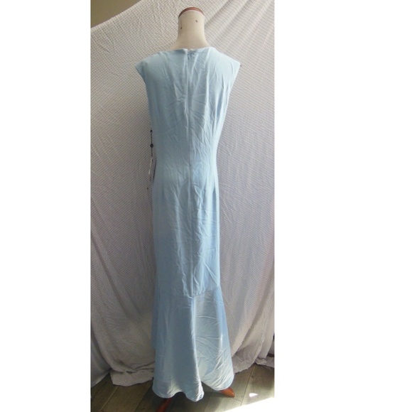 NEW Adrianna Papell SKYWAY BLUE Side BUTTON DETAIL V-Neck HIGH LOW Dress GOWN 16 - Picture 7 of 16